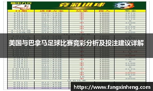 美国与巴拿马足球比赛竞彩分析及投注建议详解